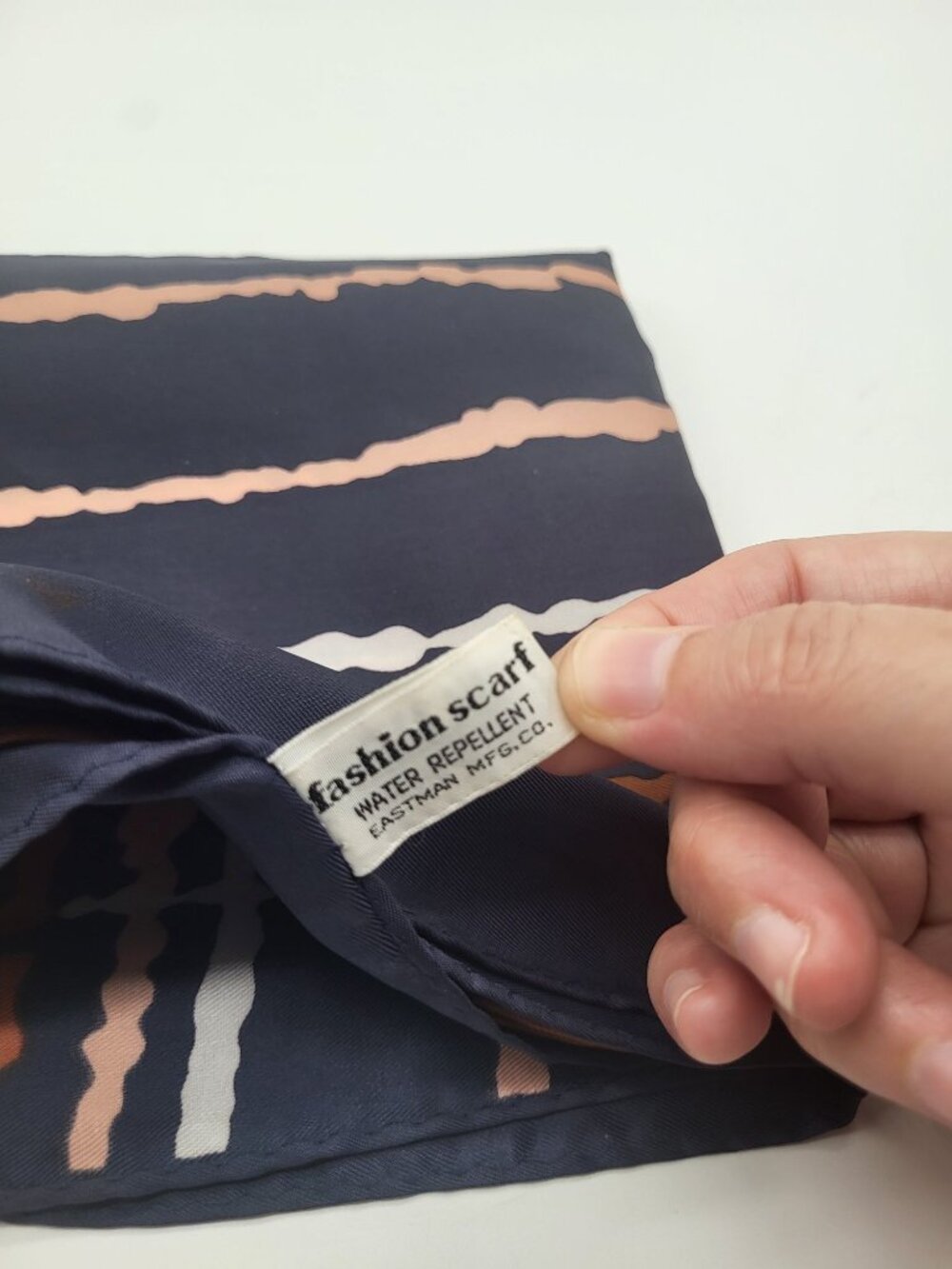 VTG Scarf Acetate Eastman 27" 1970s Geometric Abstract Japan Water Repellent - Picture 4 of 7